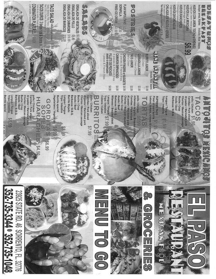 El Paso - Sorrento, FL menu_pic