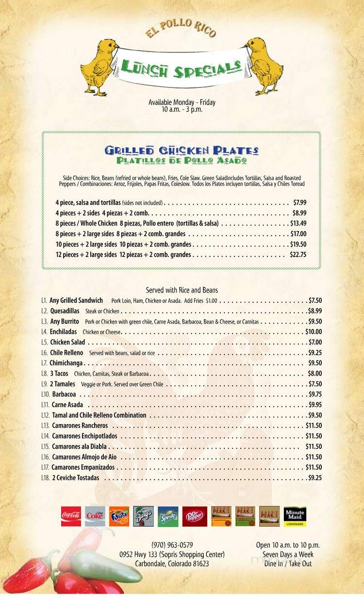 El Pollo Rico - Carbondale, CO menu_pic