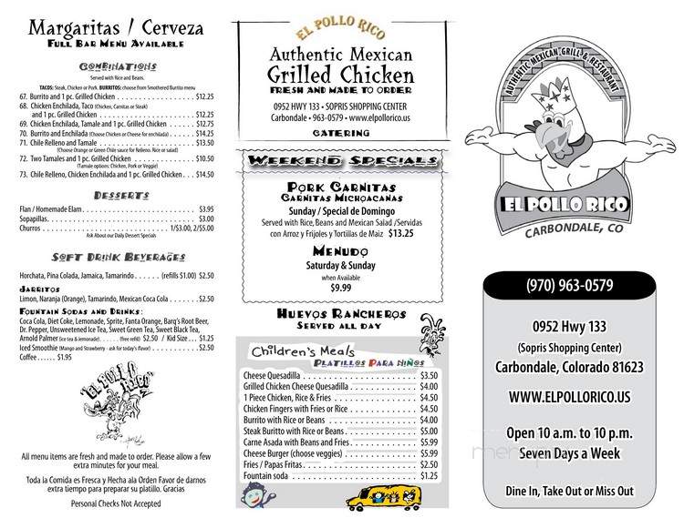 El Pollo Rico - Carbondale, CO menu_pic