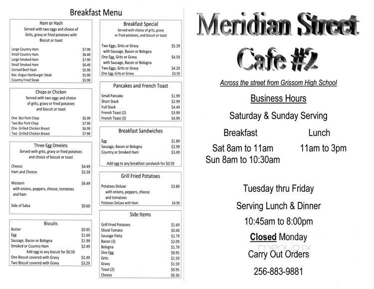 Meridian Street Cafe #2 - Huntsville, AL menu_pic