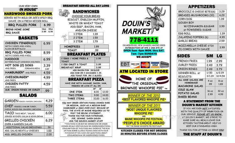 Douin's Market - New Sharon, ME menu_pic