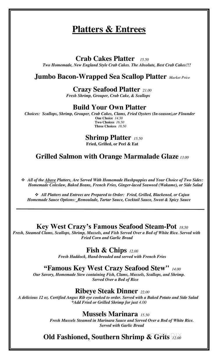 Key West Crazy - Little River, SC menu_pic