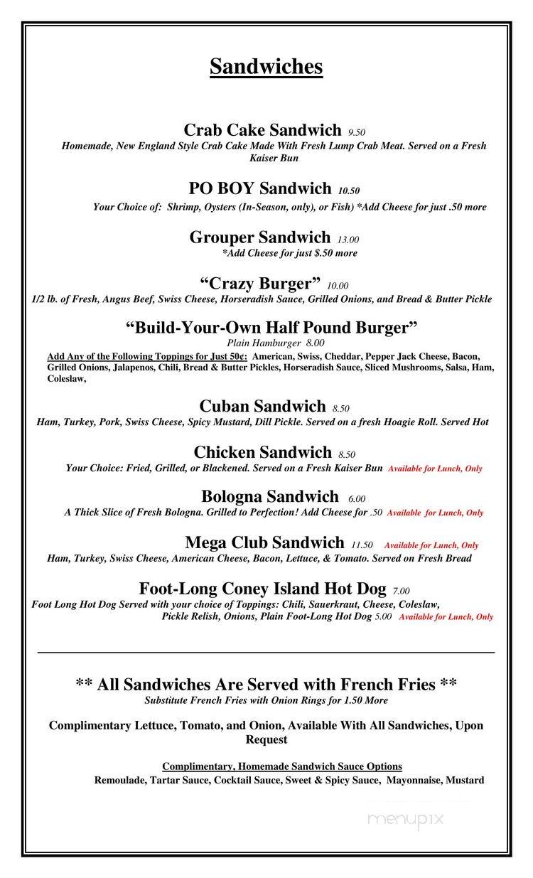 Key West Crazy - Little River, SC menu_pic