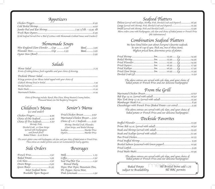Dockside Seafood - Calabash, NC menu_pic