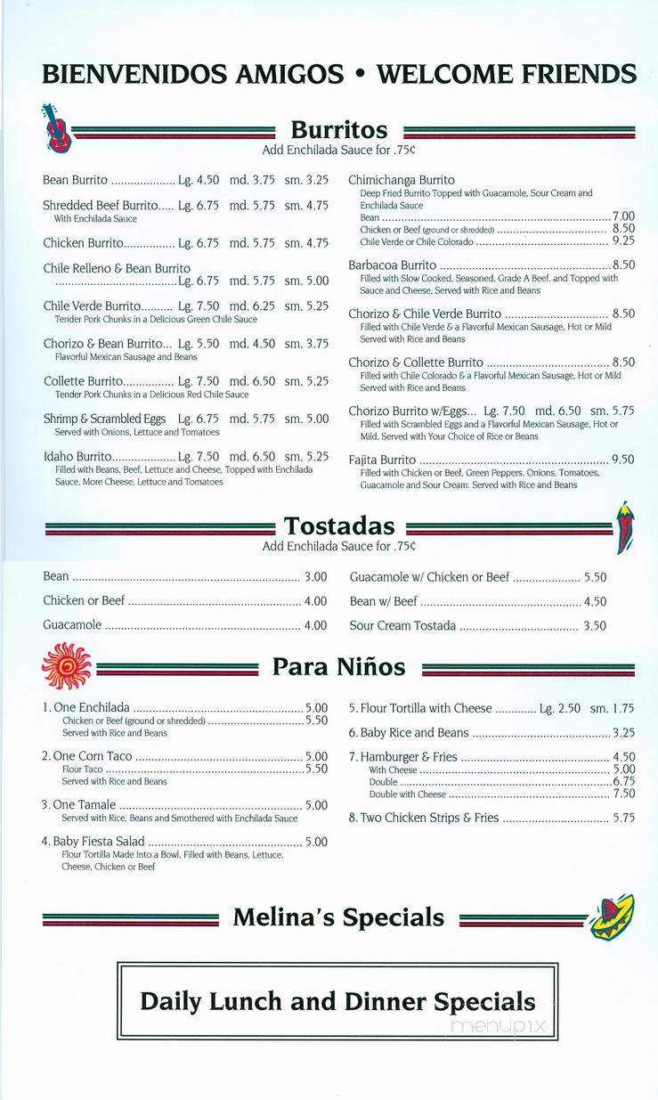 Melina's Mexican Food - Blackfoot, ID menu_pic