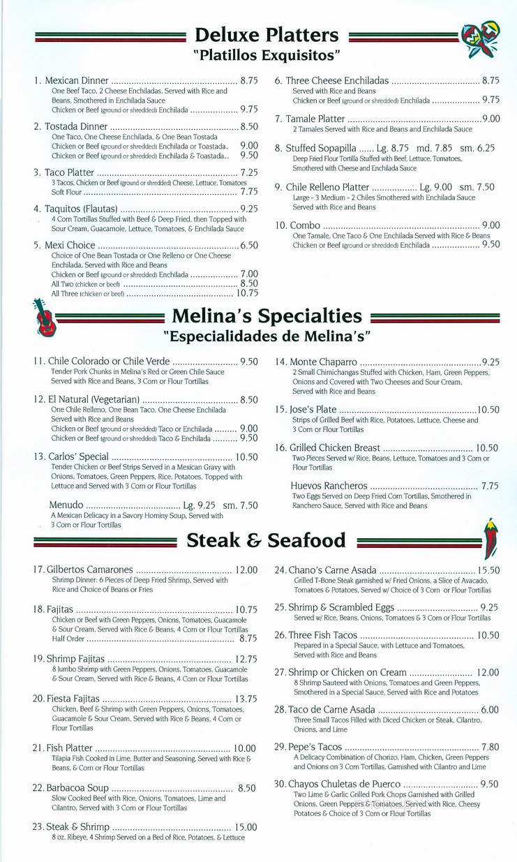 Melina's Mexican Food - Blackfoot, ID menu_pic