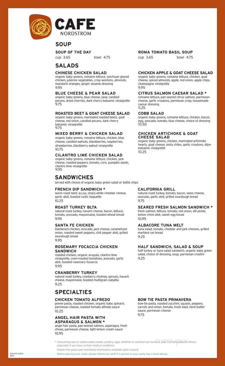 Cafe Nordstrom - Santa Barbara, CA menu_pic