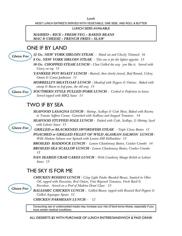 Morrell's Restaurant - South Dennis, MA menu_pic