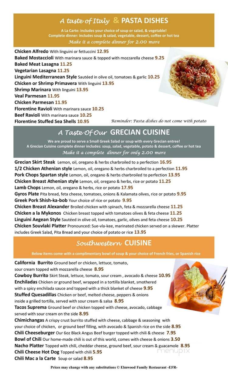 Elmwood Family Restaurant - Elmwood Park, IL menu_pic