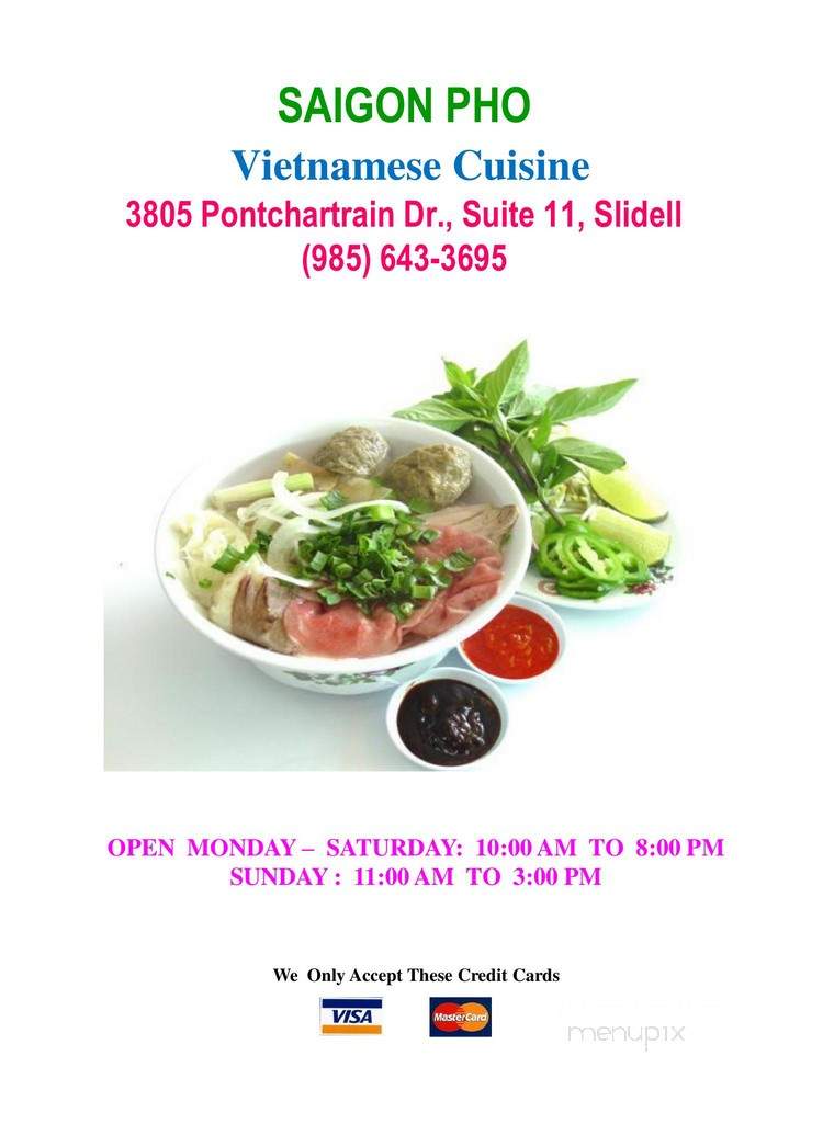 Saigon Pho - Slidell, LA menu_pic