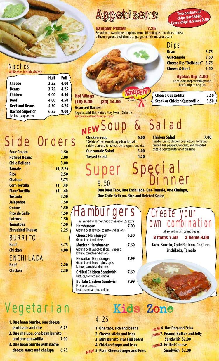 Ayala Mexican Restaurant - Dayton, TN menu_pic