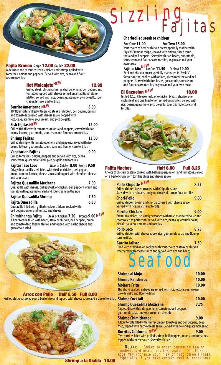 Ayala Mexican Restaurant - Dayton, TN menu_pic