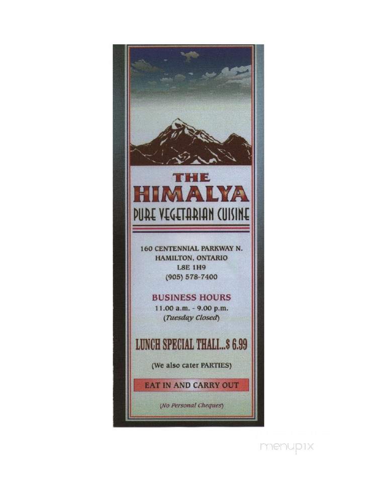 Himalya Restaurant - Hamilton, ON menu_pic