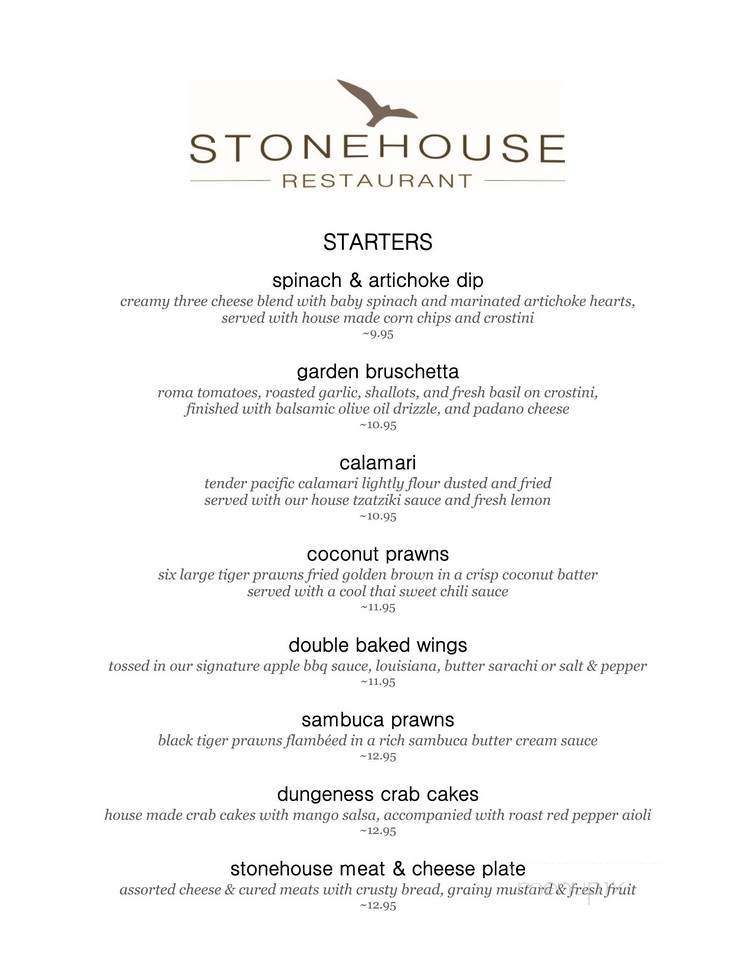 Stonehouse Pub & Restaurant - Sidney, BC menu_pic