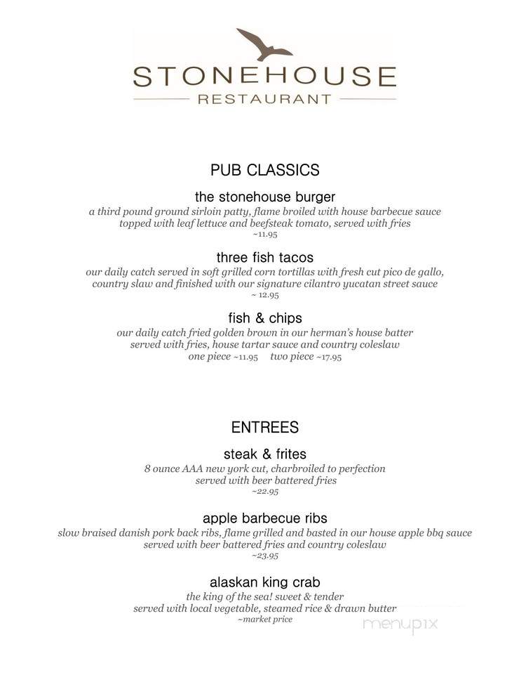 Stonehouse Pub & Restaurant - Sidney, BC menu_pic