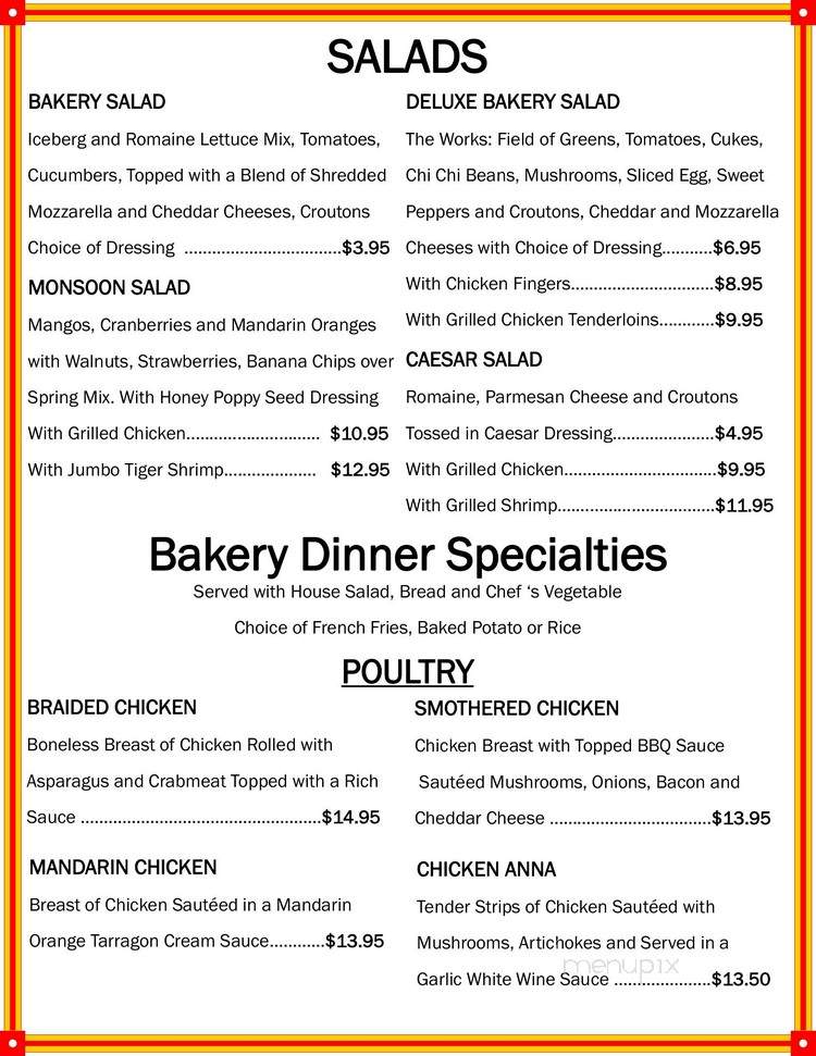 Bakery Restaurant & Lounge - Niagara Falls, NY menu_pic