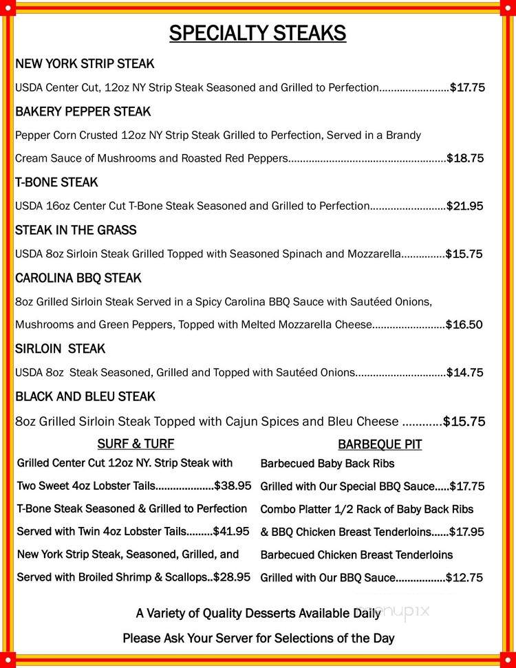 Bakery Restaurant & Lounge - Niagara Falls, NY menu_pic