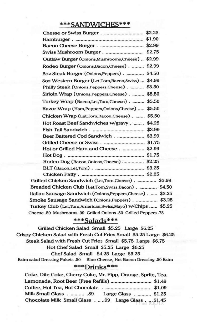Western Grill - Bowerston, OH menu_pic