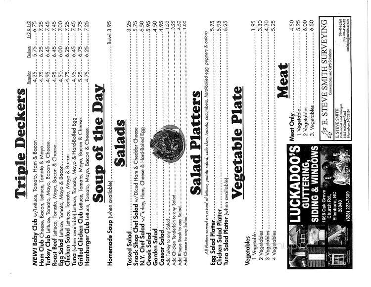 Online Menu Of Snack Shop Boiling Springs Nc
