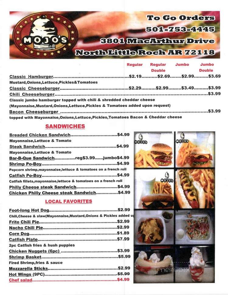 Mojo's - North Little Rock, AR menu_pic
