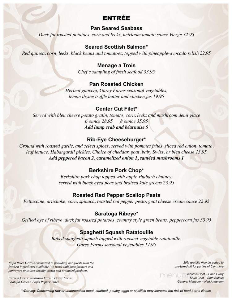 Napa River Grill - Saint Matthews, KY menu_pic