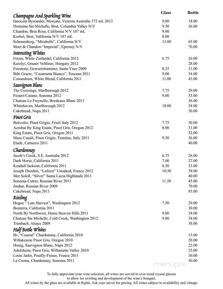 Napa River Grill - Saint Matthews, KY menu_pic