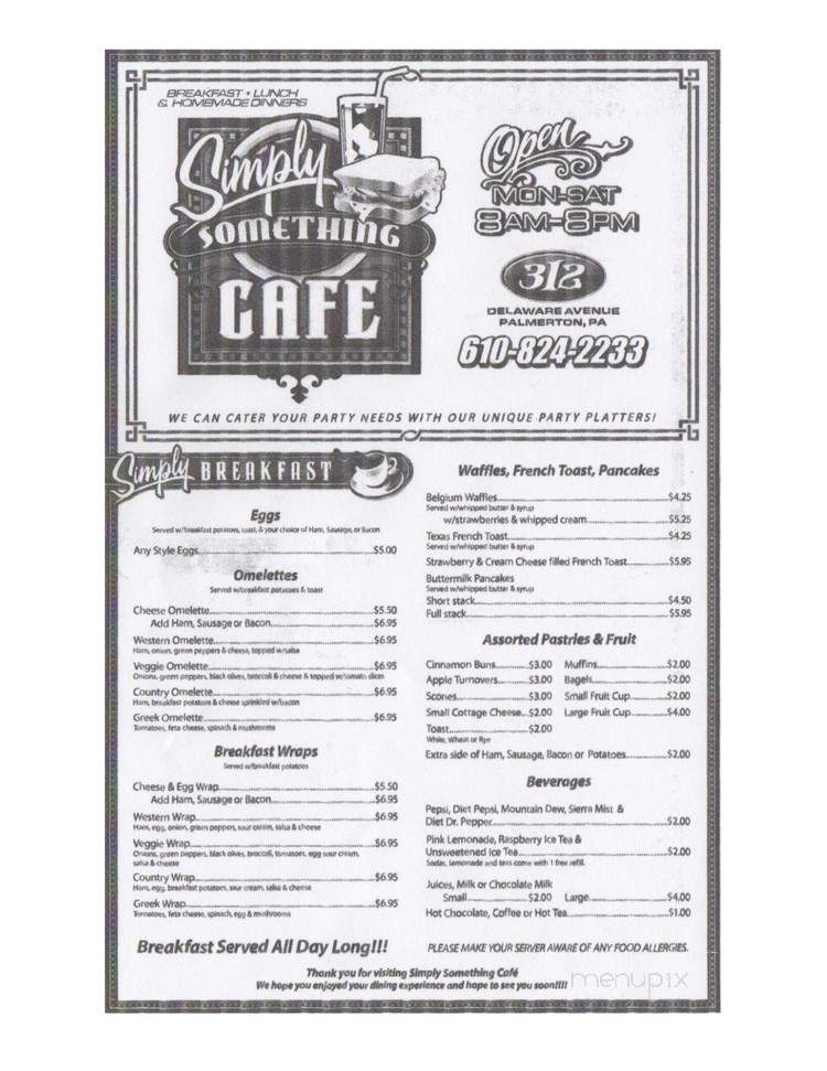 Simply Something - Palmerton, PA menu_pic