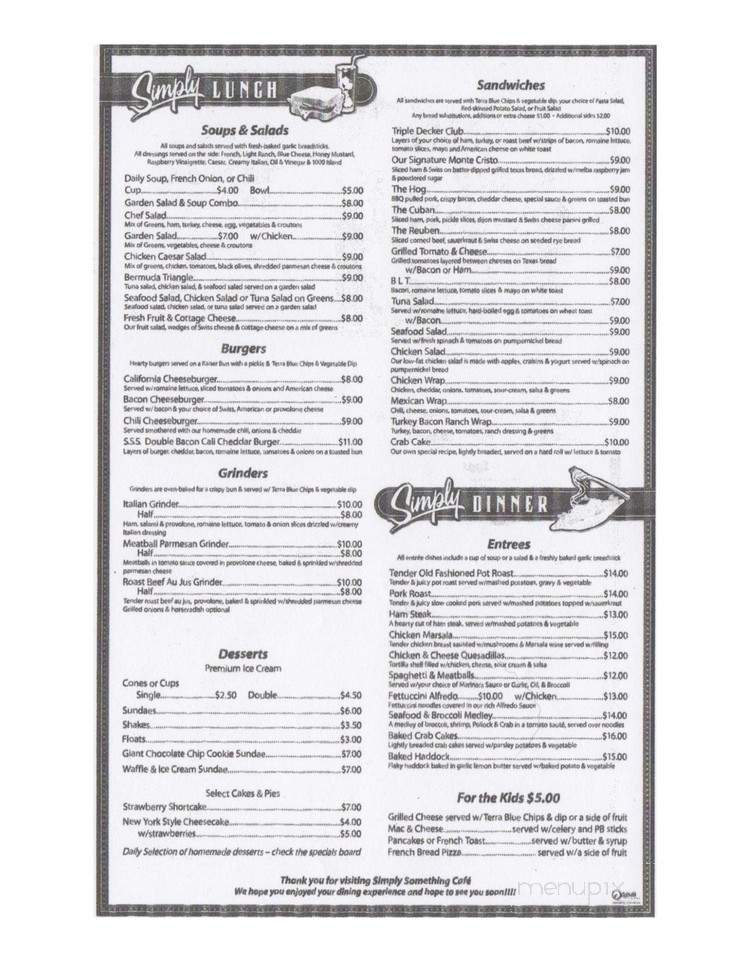 Simply Something - Palmerton, PA menu_pic