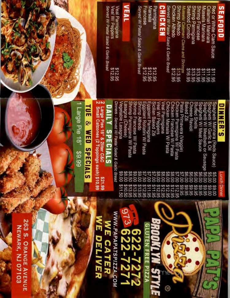 Papa Pat's Pizza - Newark, NJ menu_pic