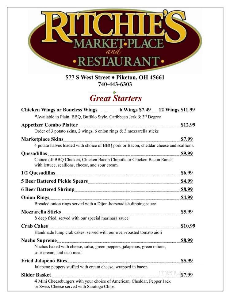 Ritchie's Market Place - Piketon, OH menu_pic