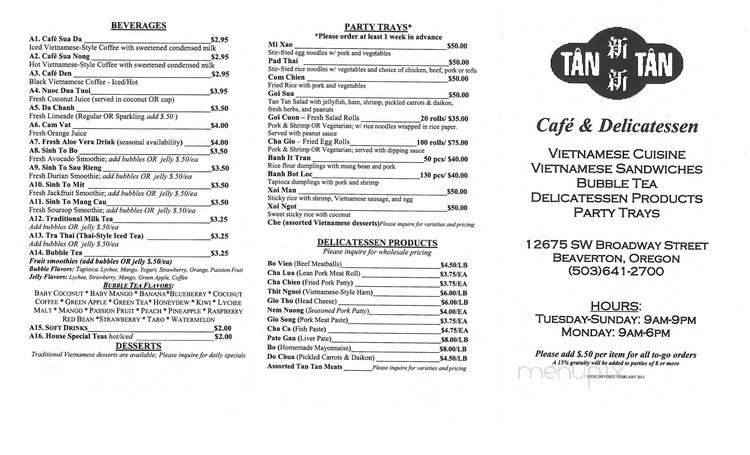 Tan Tan Cafe & Deli - Beaverton, OR