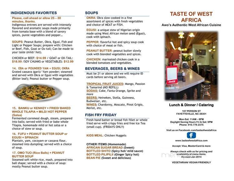Taste Of West Africa - Fayetteville, NC menu_pic