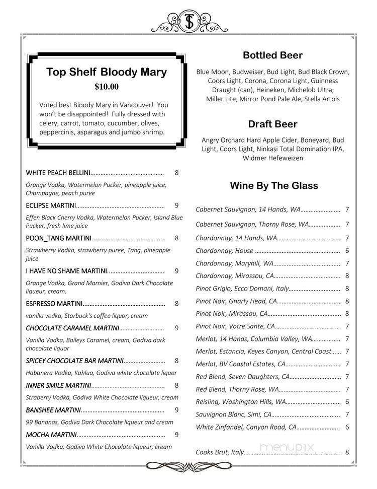 Top Shelf Martinis On Main - Vancouver, WA menu_pic