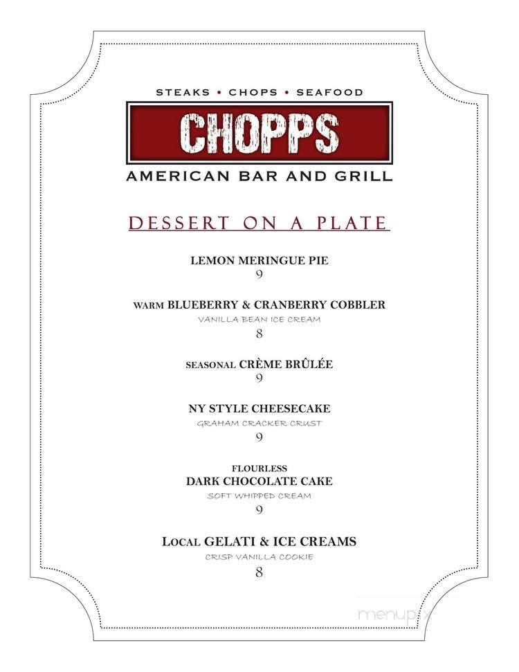 Chopps American Bar And Grill - Burlington, MA menu_pic
