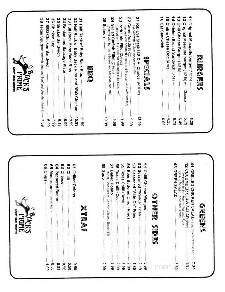 Buck's Prime - Dallas, TX menu_pic