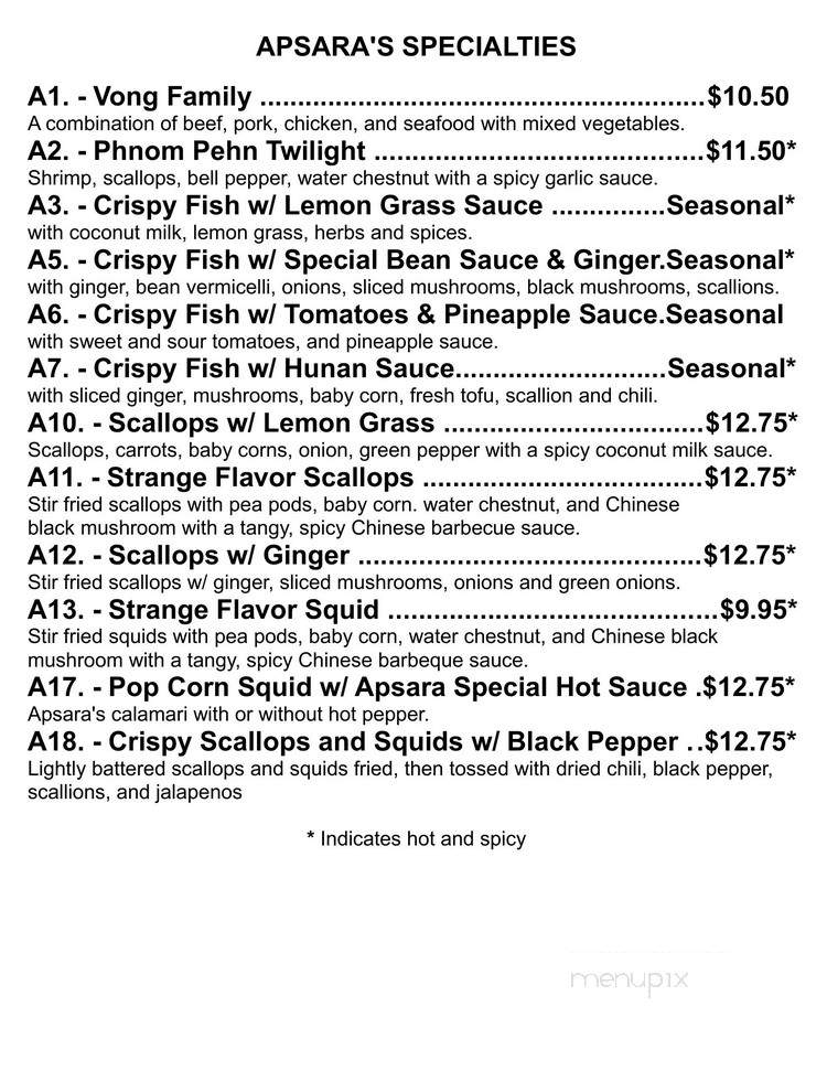 Apsara Restaurant - Fall River, MA menu_pic