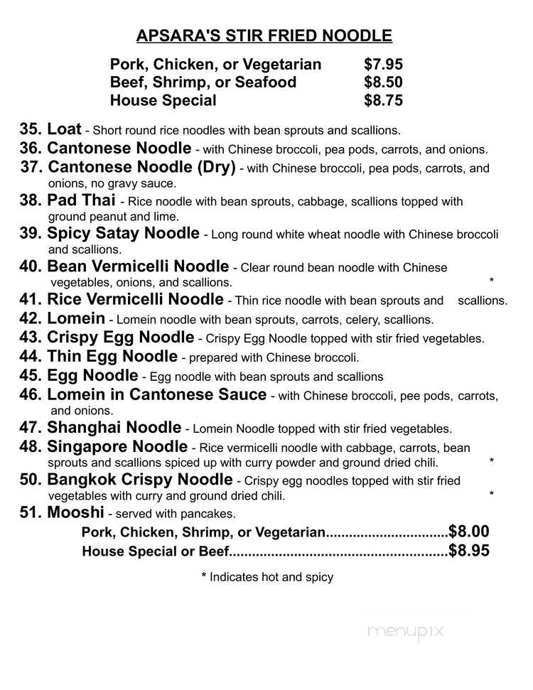 Apsara Restaurant - Fall River, MA menu_pic