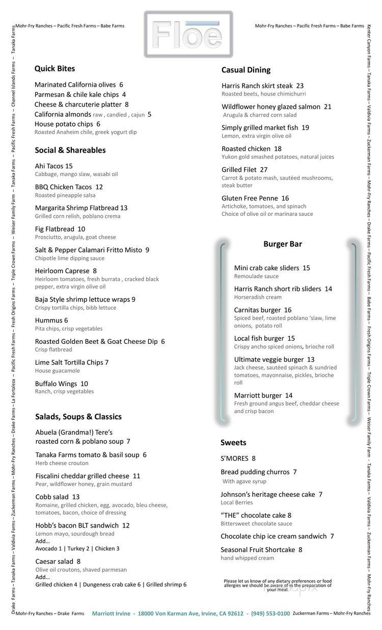 Floe Lounge - Irvine, CA menu_pic