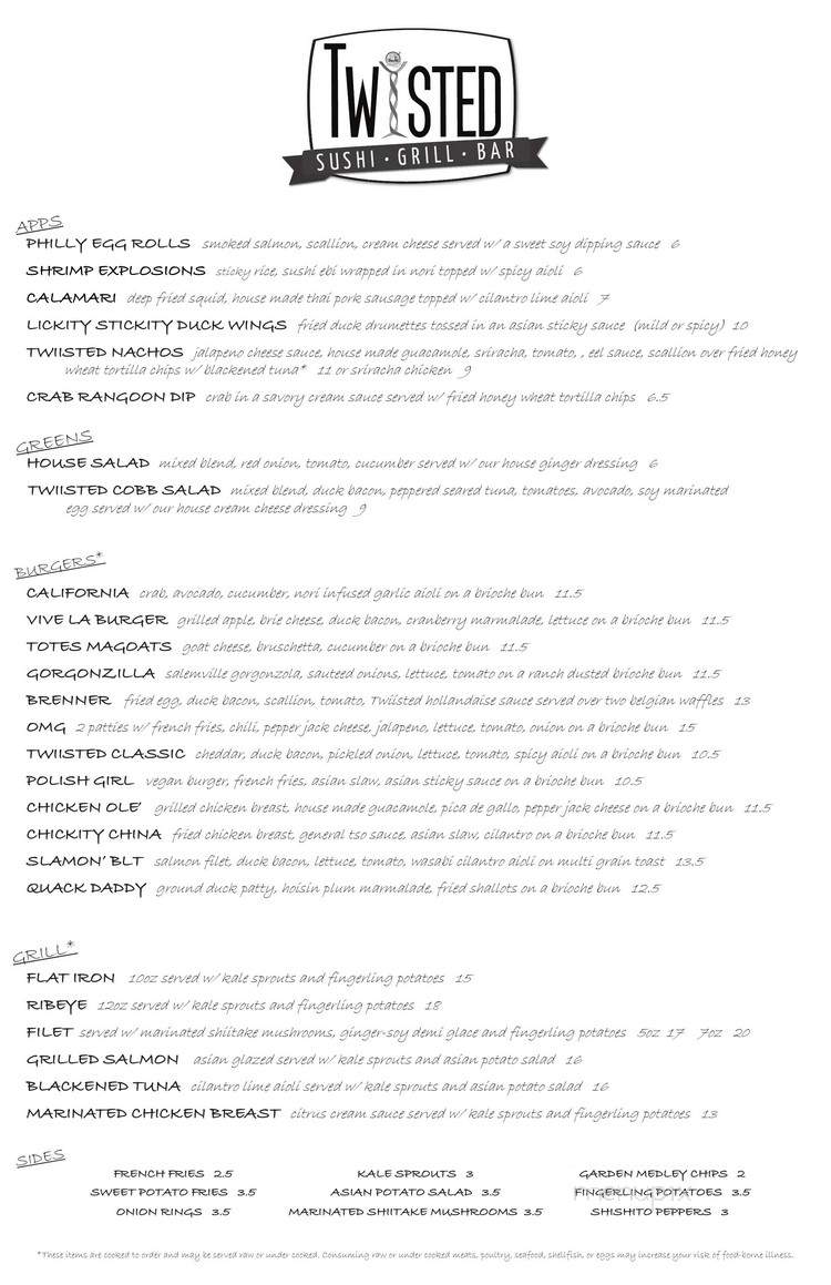 Twiisted Sushi - Bar - Grill - Medina, OH menu_pic