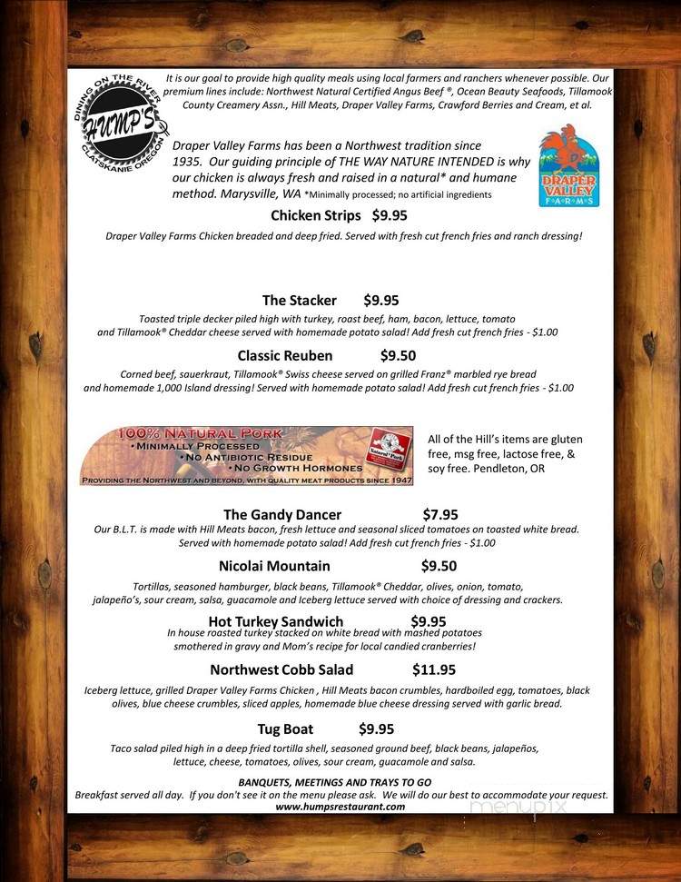 Hump's Restaurant - Clatskanie, OR menu_pic