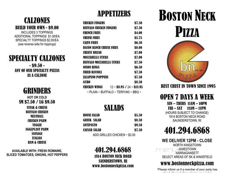 Boston Neck Pizza - Saunderstown, RI