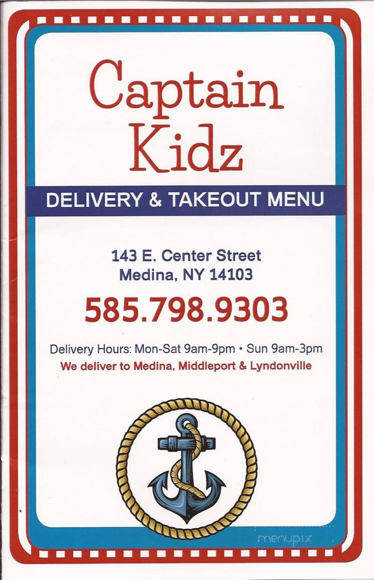 Captain Kidz - Medina, NY menu_pic