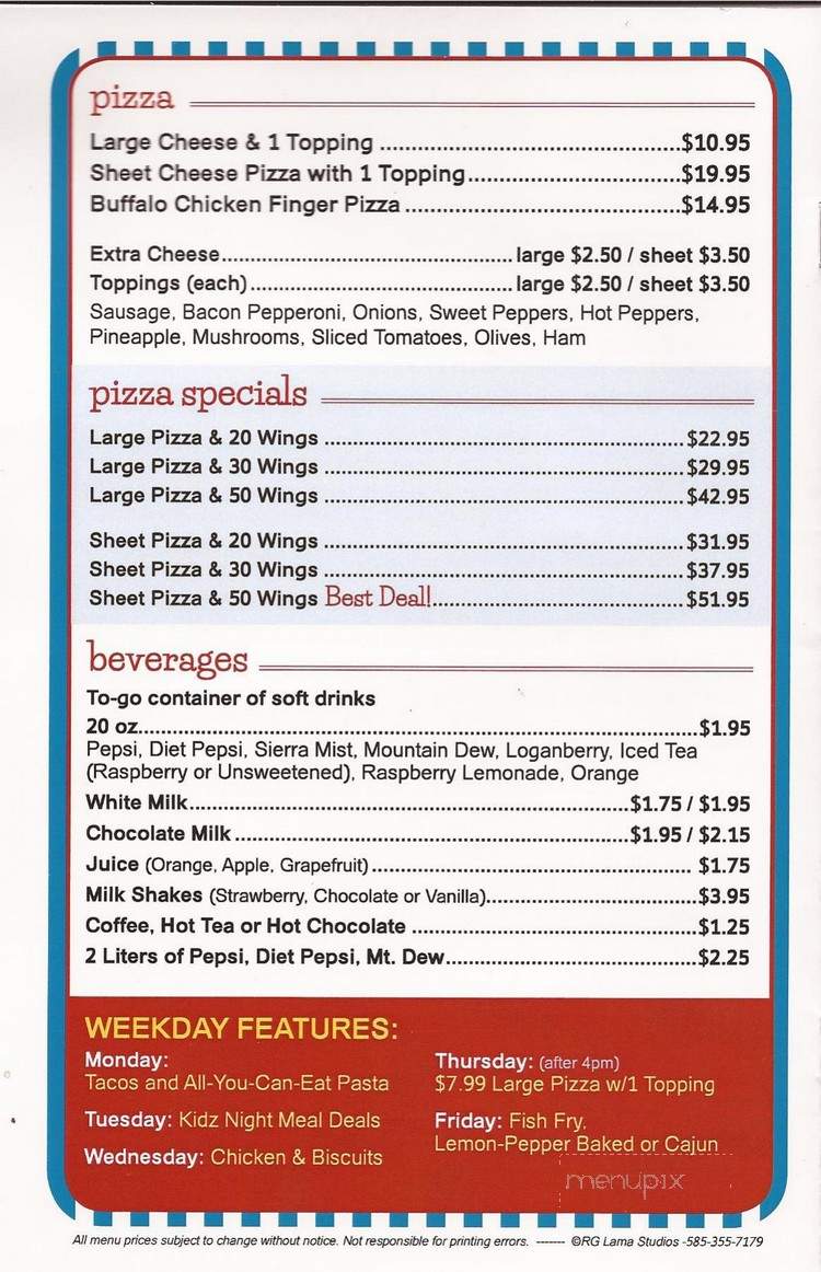 Captain Kidz - Medina, NY menu_pic