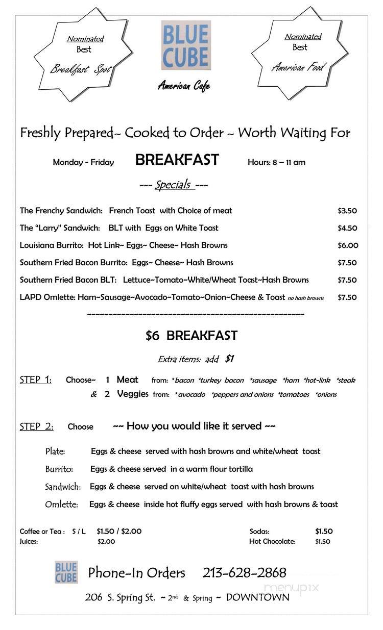 Blue Cube - Los Angeles, CA menu_pic
