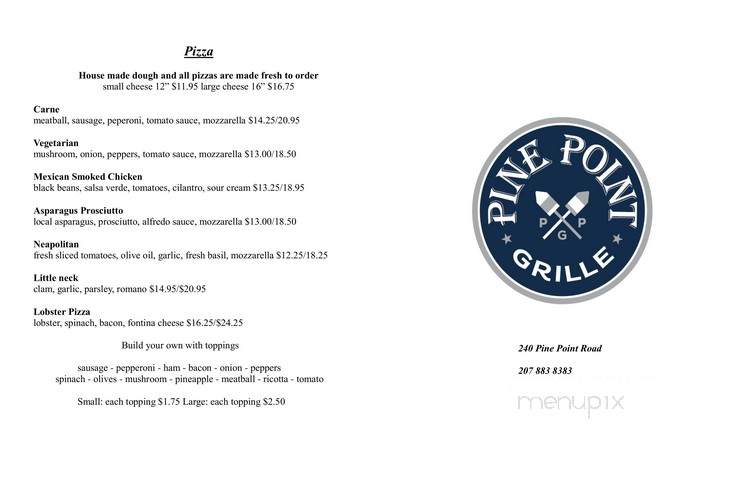 Pine Point Grille - Scarborough, ME menu_pic