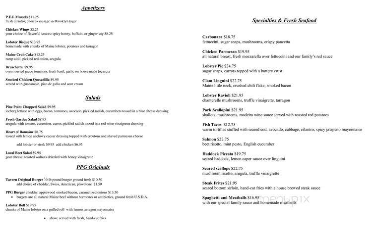 Pine Point Grille - Scarborough, ME menu_pic
