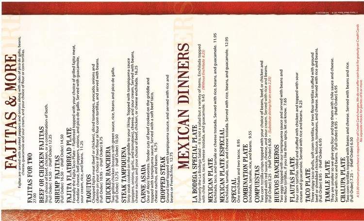 La Bodega Mexican Restaurant - Odessa, TX menu_pic