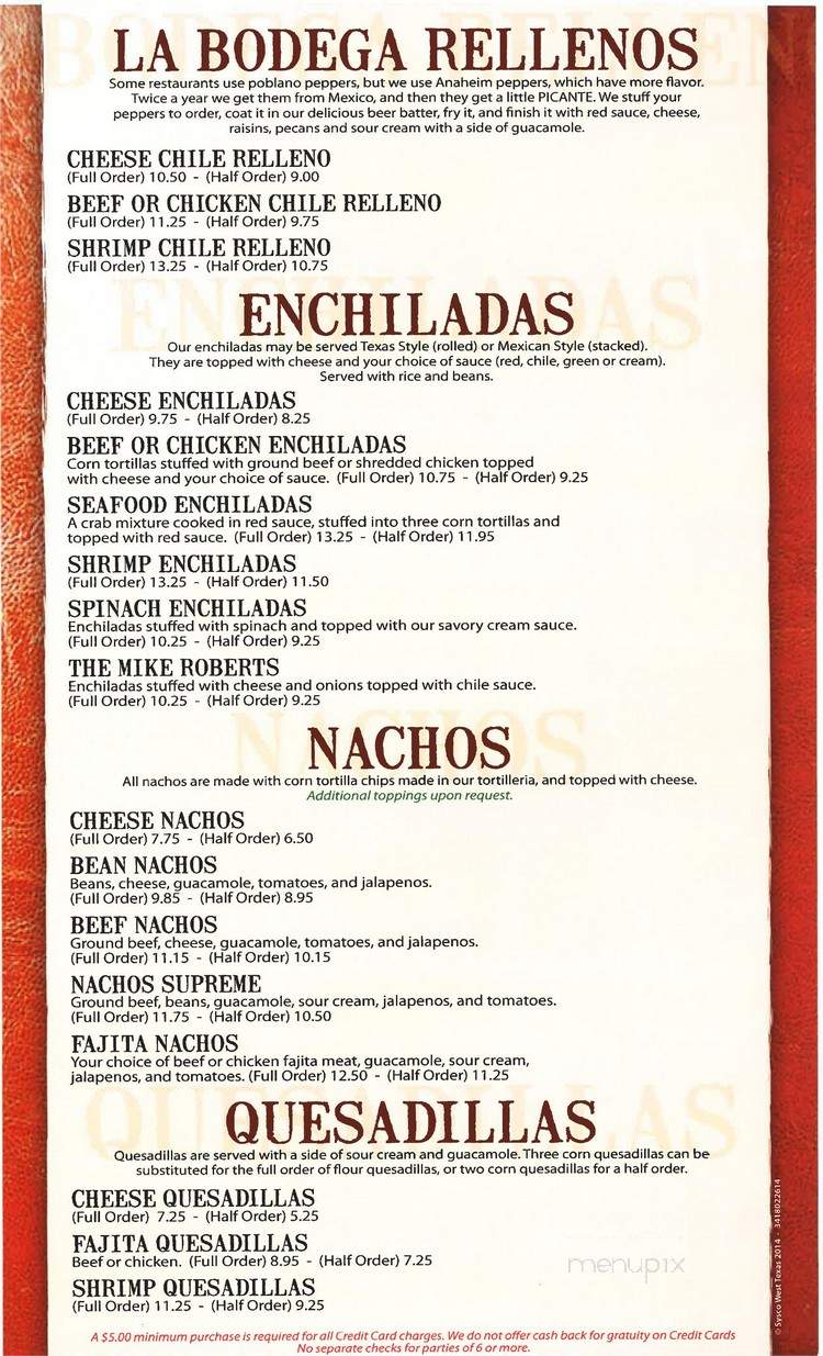 La Bodega Mexican Restaurant - Odessa, TX menu_pic