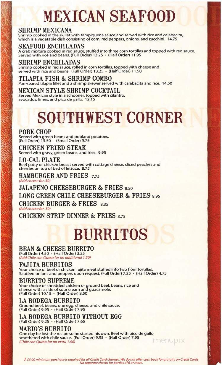 La Bodega Mexican Restaurant - Odessa, TX menu_pic