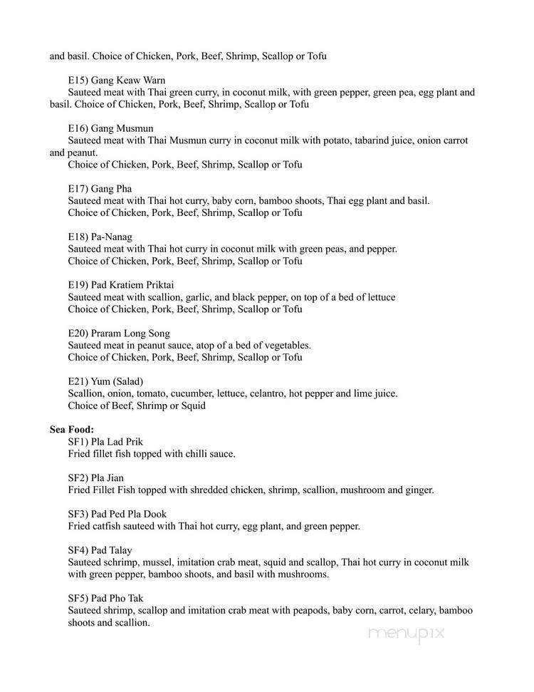 Bangkok House - Lansing, MI menu_pic